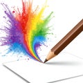 A brown pencil is positioned on a blank white sheet. Emerging from Royalty Free Stock Photo