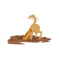 Brown Pet Dog Digging The Dirt In The Garden, Animal Emotion Cartoon Illustration Royalty Free Stock Photo