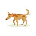 Brown Pet Dog Shuffling Away Disappointed, Animal Emotion Cartoon Illustration Royalty Free Stock Photo