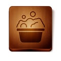 Brown Pets bath icon isolated on white background. Wooden square button. Vector