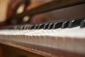 Brown piano with keys. Vintage musical background Royalty Free Stock Photo