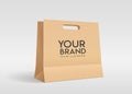 Brown Piercing bag paper bag, mock up design template on gray background, Eps 10