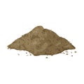 Brown pile of dried grass on white background. Cartoon hand drawn flat illustration for spices, food, cooking. Isolated mound of