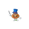 Brown pilgrim hat cartoon with mascot magician
