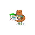 Brown pilgrim hat cartoon with mascot student bring book