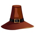 Brown, Pilgrim hat, costume element for Thanksgiving holiday and a great hat for a wizard on Halloween