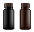 Brown Pill Bottle. Amber Plastic 3d Sport Drug Jar