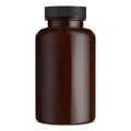 Brown pill bottle mockup. Capsule vial. Supplement