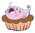 A beautiful cupcake brown and pink in color vector or color illustration