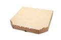 Brown pizza box isolated on white background. Top view Royalty Free Stock Photo