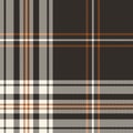Brown plaid pattern vector. Dark tartan check plaid for blanket, throw, duvet cover.