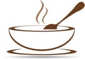 Plate with hot soup in vector