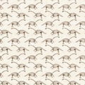 Brown plesiosaur dinosaur fossil bones seamless pattern. Gender Neutral Jurassic silhouette for baby nursery. Gender