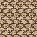 Brown plesiosaur dinosaur fossil bones seamless pattern. Gender Neutral Jurassic silhouette for baby nursery. Gender