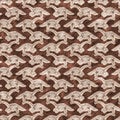 Brown plesiosaur dinosaur fossil bones seamless pattern. Gender Neutral Jurassic silhouette for baby nursery. Gender