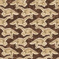 Brown plesiosaur dinosaur fossil bones seamless pattern. Gender Neutral Jurassic silhouette for baby nursery. Gender