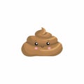 Brown poop illustration. Pile of dog poo in flat cartoon style isolated on white background. Funny excrement art.