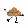 Brown poop illustration. Pile of dog poo in flat cartoon style isolated on white background. Funny excrement art.