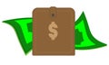 Brown purse with paper cash and coins Royalty Free Stock Photo