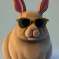 Brown rabbit with black sunglass created with generative AI technology.