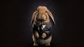 brown rabbit bunny businessman in a formal suit on a dark background Generative AI