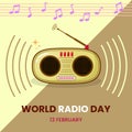 brown radio icon with music symbol for world radio day design templete. simple, vintage and flat concept Royalty Free Stock Photo