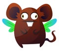 Brown rat monster with wings illustration vector on white backgroundPrint