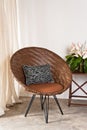 Brown rattan Chair in interior setting Royalty Free Stock Photo