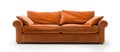 Brown rectangle couch with orange pillows adds comfort to living room Royalty Free Stock Photo