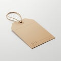 A brown, rectangular paper tag with a pointed top and rounded edges rests on a light Royalty Free Stock Photo