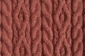 Brown-red acrilic knitted fabric texture. Macro Royalty Free Stock Photo