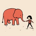 Wild Girl And Elephant: A Heartwarming Cartoon Illustration