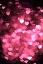 Brown red color heart bokeh background photo. Abstract holiday, celebration backdrop. Royalty Free Stock Photo