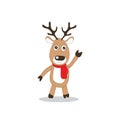 Brown reindeer with red scarf standing