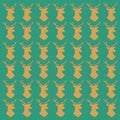 Brown Reindeers on Green Xmas Pattern Texture Background
