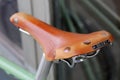 Brown Retro Style Saddle of a Bike Royalty Free Stock Photo