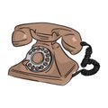 brown retro telephone vector illustration sketch doodle hand drawn with black lines isolated on white background Royalty Free Stock Photo