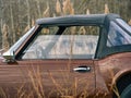 brown retromobile convertible. retro car on a field with tall dry grass