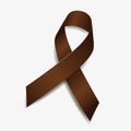 Brown ribbon awareness anti-tobacco, colorectal cancer, great American smokeout, smoking cessation. Isolated on white
