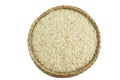 Brown rice on basket isolate on white Royalty Free Stock Photo