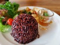 Brown rice and its stir fried chicken Royalty Free Stock Photo