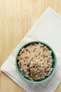 The bowl brown Rice on napkin