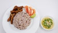 Brown rice and stir fried pork with soy sauce (2) Royalty Free Stock Photo