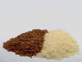 Brown rice , white rice. Royalty Free Stock Photo
