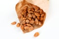Brown roasted almonds Royalty Free Stock Photo