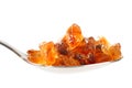 Brown rock sugar on spoon Royalty Free Stock Photo