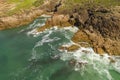 The brown Rocks and Tasman Sea at Birubi Point in regional Australia