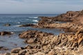 The brown Rocks and Tasman Sea at Birubi Point in regional Australia