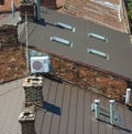 Brown roofs elements construction details with windows Royalty Free Stock Photo