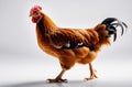 Brown rooster on a white background.